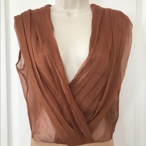 Brown deep cut bodysuit top
